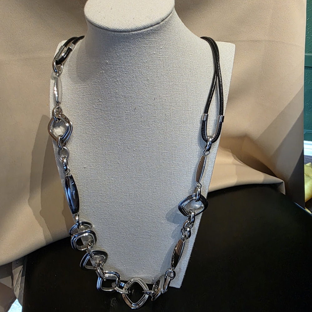 Chico's Silver and Black Multi-Strand Necklace